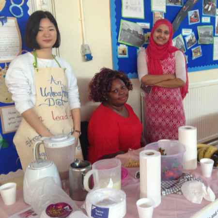 Parents at a health fair organised by our Bilingual Advisers at Baden Powell Primary School.