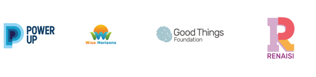 Power Up, Wise Horizons, Good Things Foundation and Renaisi logos