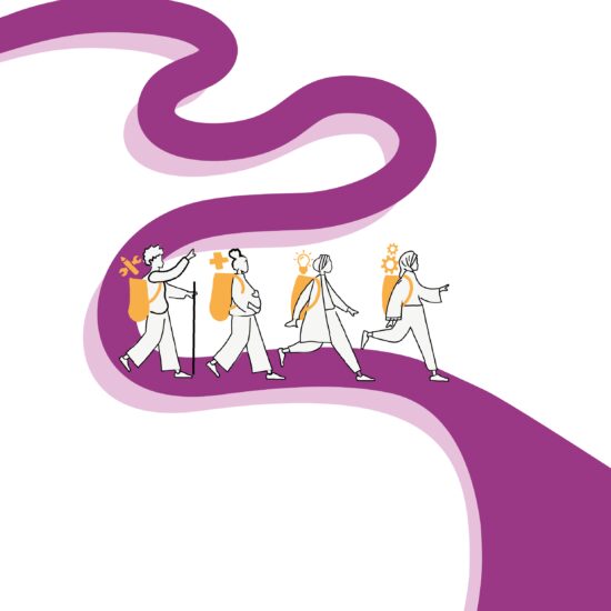 Renaisi strategy cover page, featuring a winding path with people walking across it.