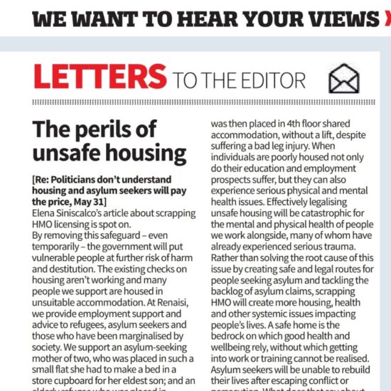 A screen shot of a letter published in City AM