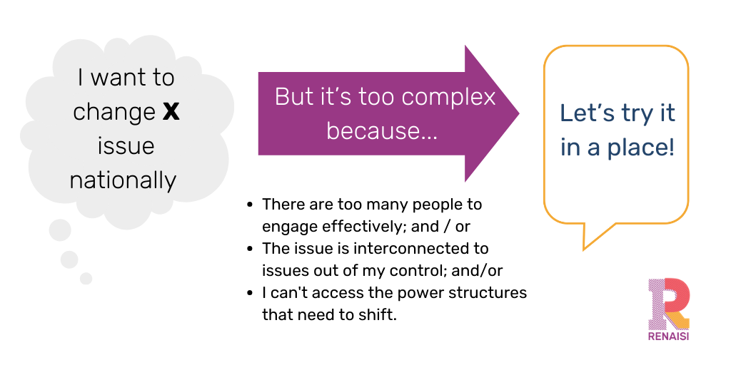 A process of diagram of when it's the right time to take a place-based approach